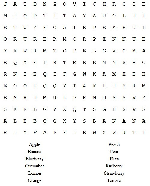 Word Find Fruits | Life With The Family O